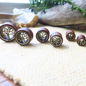 Tree of Life Ear Gauges Cherry Wood Tunnel Plugs